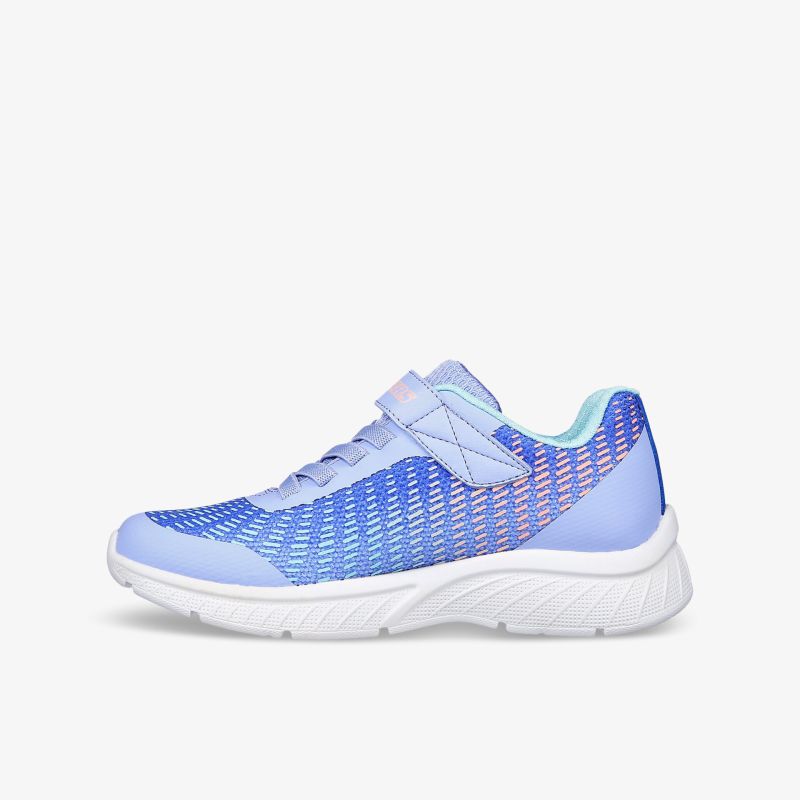 Leichter und bequemer Sneaker mit atmungsaktivem Mesh-Obermaterial in Blau-Pink und flexibler, weißer Sohle.