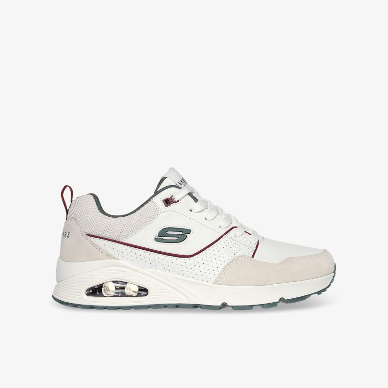 Leichter weißer Sneaker seitliche Ansicht mit atmungsaktivem Material und stoßdämpfender Sohle