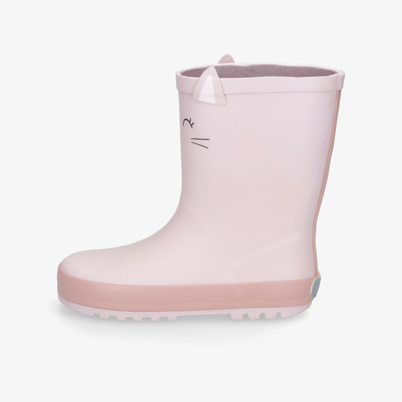 Rosa Gummistiefel mit niedlichem Katzendesign, ideal für nasse Tage, wasserdicht und rutschfest für sicheren Halt.