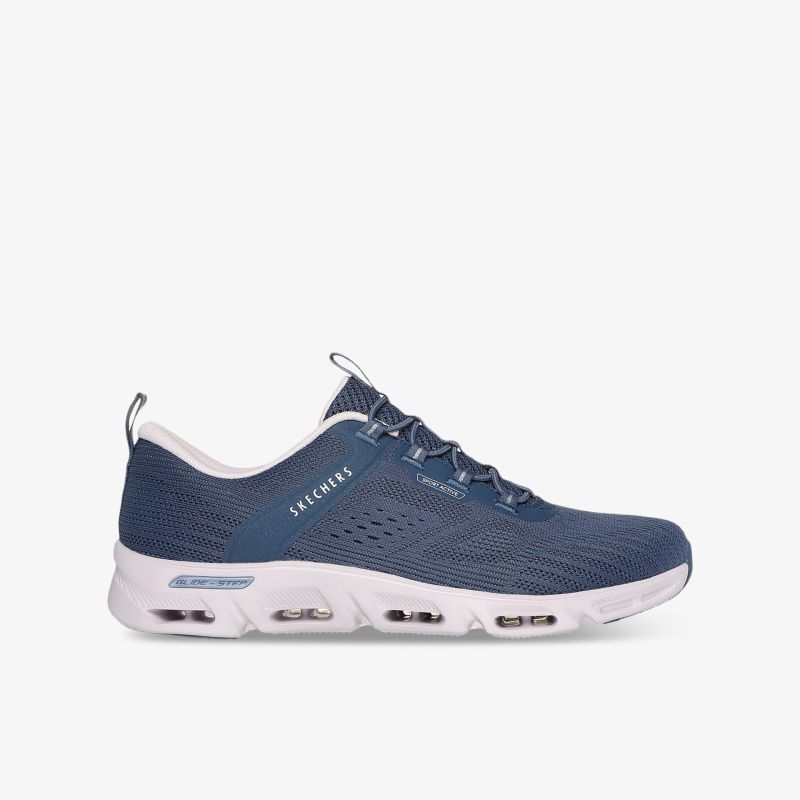 Sportlicher blauer Sneaker seitliche Ansicht mit leichter, bequemer Passform und rutschfester Sohle