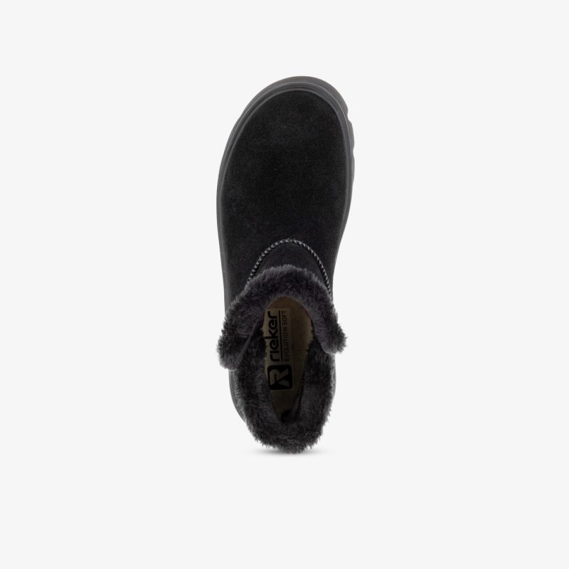 Warmer schwarzer Schuh mit weichem Innenfutter und rutschfester Sohle, bequeme und hochwertige Verarbeitung