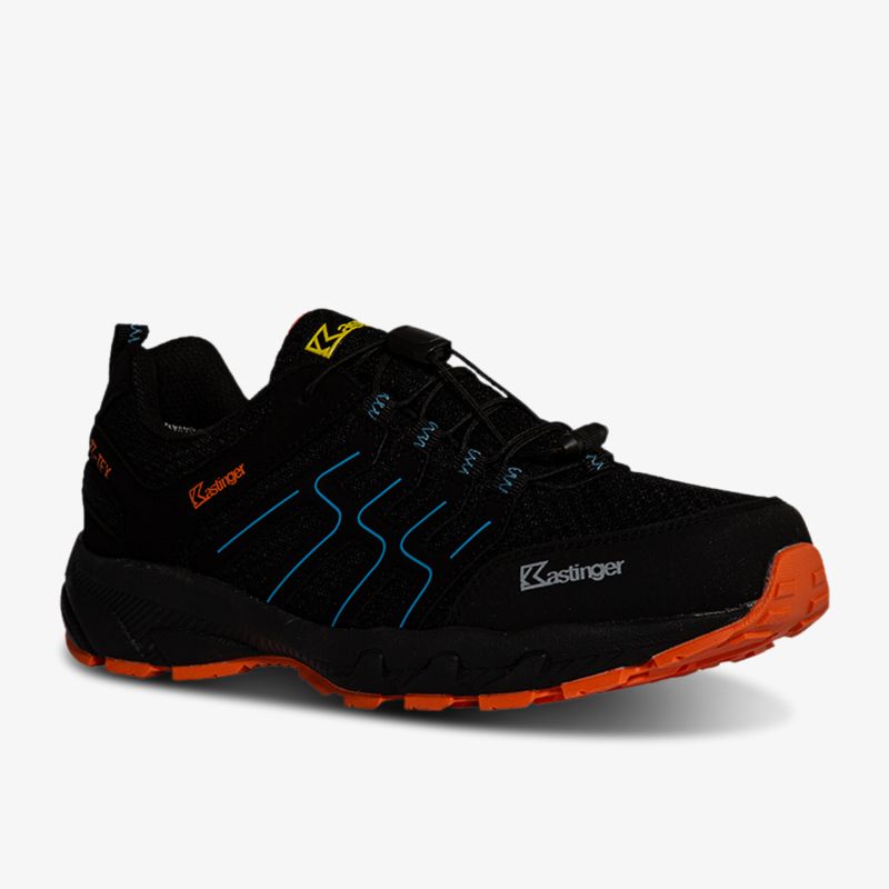 Stylischer Wanderschuh mit robuster Sohle und orangefarbenen Details für optimalen Komfort und Halt.