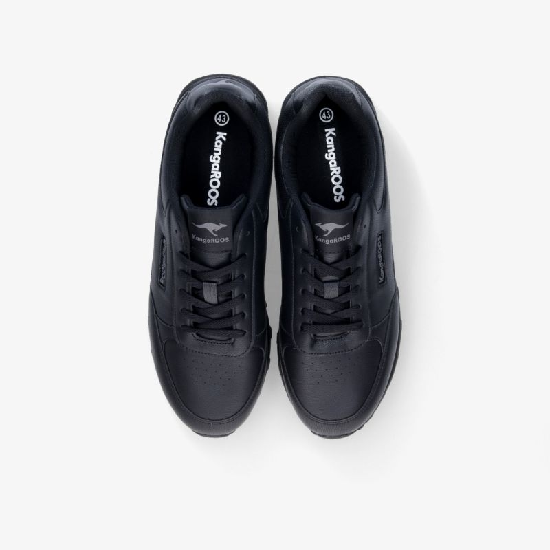 Schwarze Sneaker als Paar in Draufsicht, sportlich und bequem mit langlebiger rutschfester Sohle und modernem Design