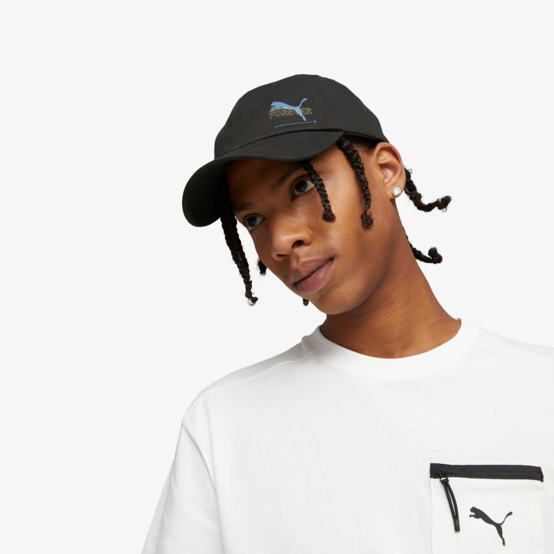 Schwarze Cap mit stilvollem Design und verstellbarer Passform für Komfort und sportlichen Look.