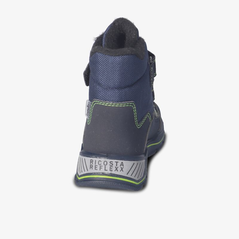 Robuster wasserdichter Schuh in Blau, ideal für Outdoor-Aktivitäten. Komfortabler Sitz und griffige Sohle.