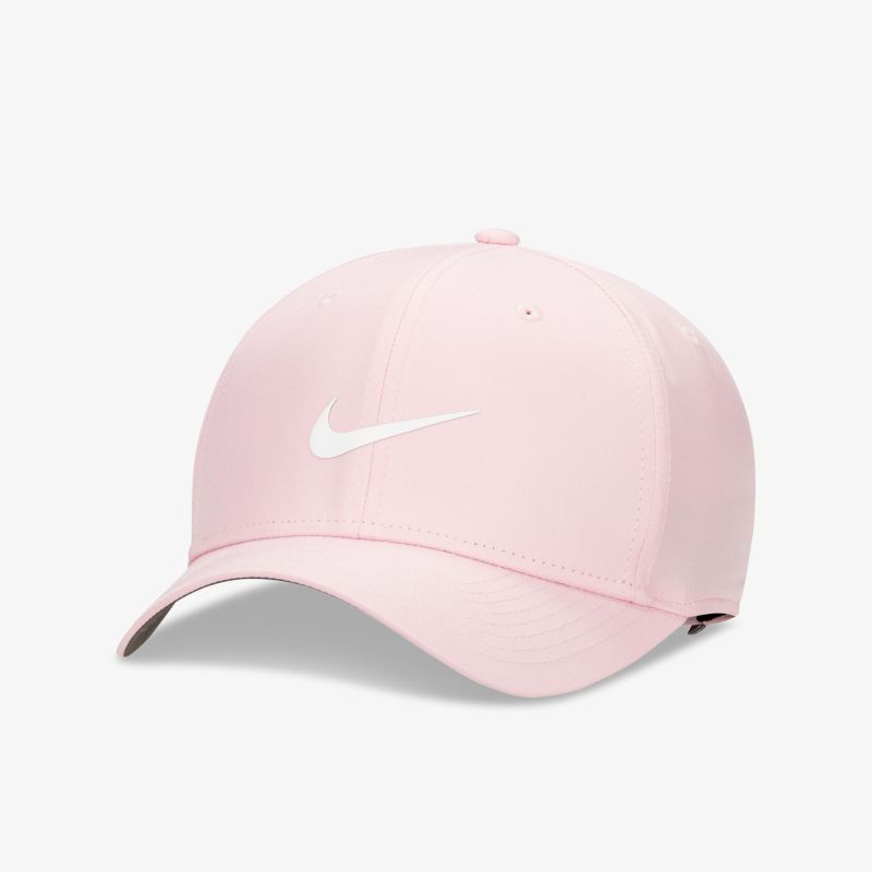 Modische pinke Baseballkappe mit geschwungenem Schild und ikonischem Logo für sportlichen Stil