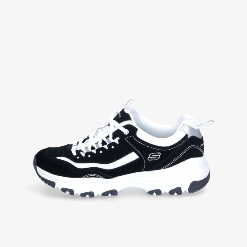 Schwarzer und weißer Sneaker seitliche Ansicht mit sportlichem Design und robuster Sohle für optimalen Tragekomfort