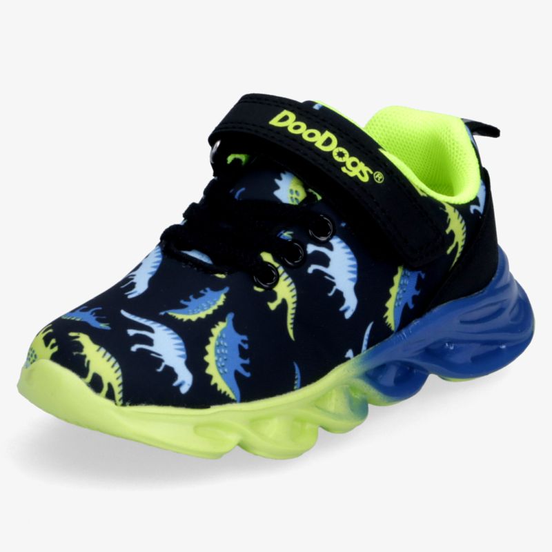 Sportlicher Kinderschuh mit flexibler Sohle und weichem Innenfutter in auffälligen Neonfarben