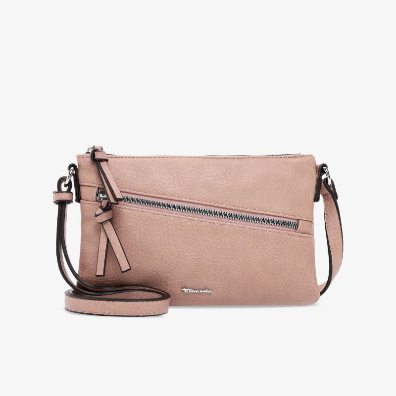 Schlichte rosa Umhängetasche mit Reißverschluss, verstellbarem Riemen und modernem, kompaktem Design