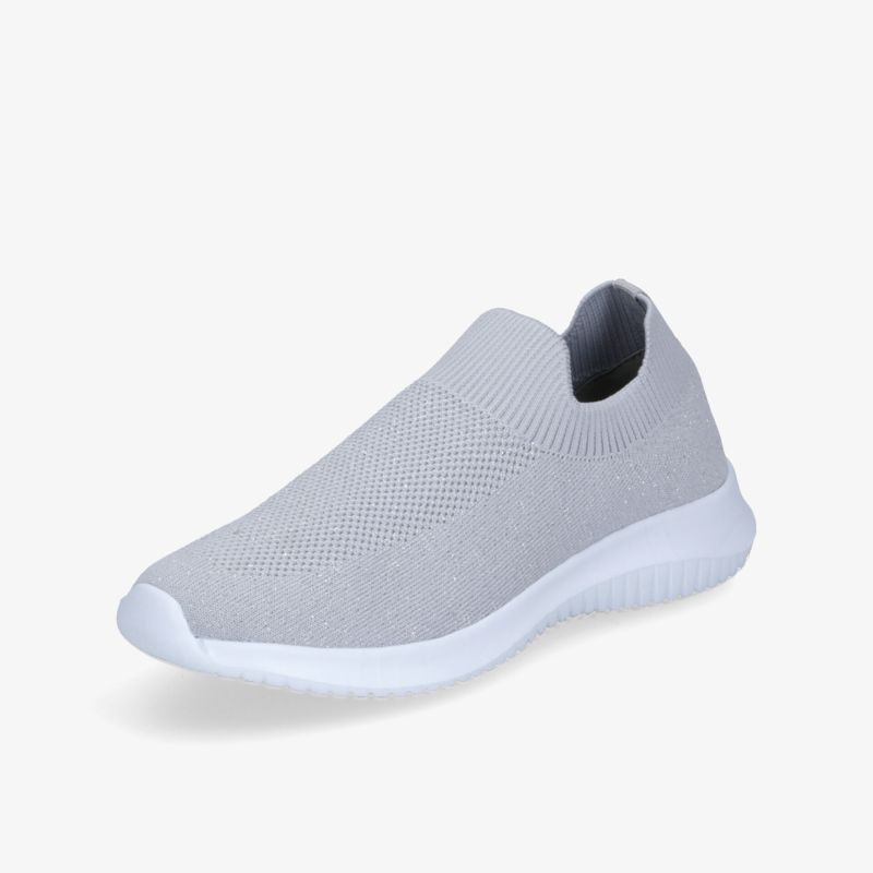 Leichter grauer Slip-On Sneaker mit atmungsaktivem Obermaterial und rutschfester weißer Sohle