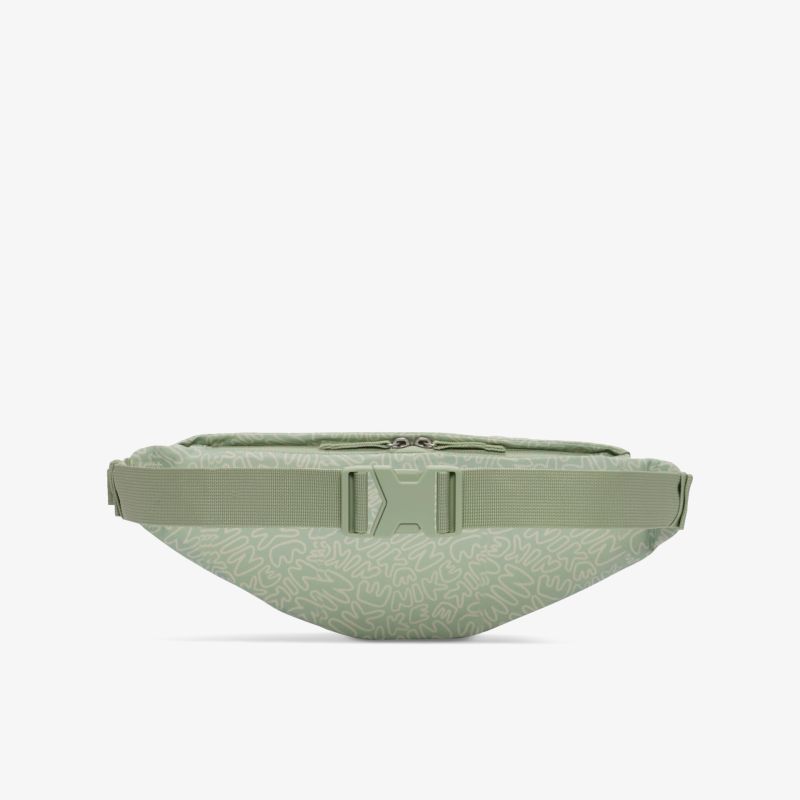 Stylische grüne Bauchtasche mit verstellbarem Gurt, ideal für unterwegs. Kompakt und praktisch für jeden Anlass.