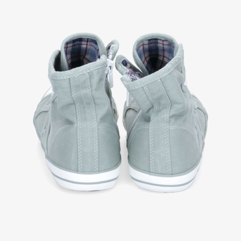 Hochwertige graue Canvas-Sneaker mit Reißverschluss und klassischem Schnitt für optimalen Komfort.