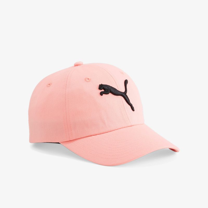 Sportliche pinke Baseballkappe mit markantem schwarzem Logo, ideal für Freizeit und Outdoor-Aktivitäten.