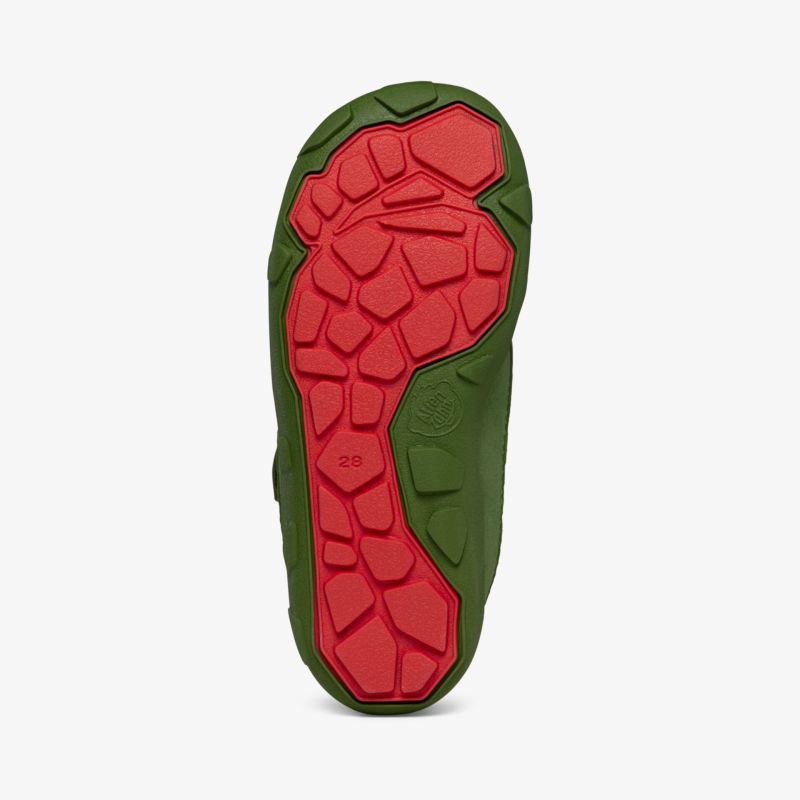 Langlebige Sohle in markantem Rot und Grün, ideal für optimalen Halt und Komfort.