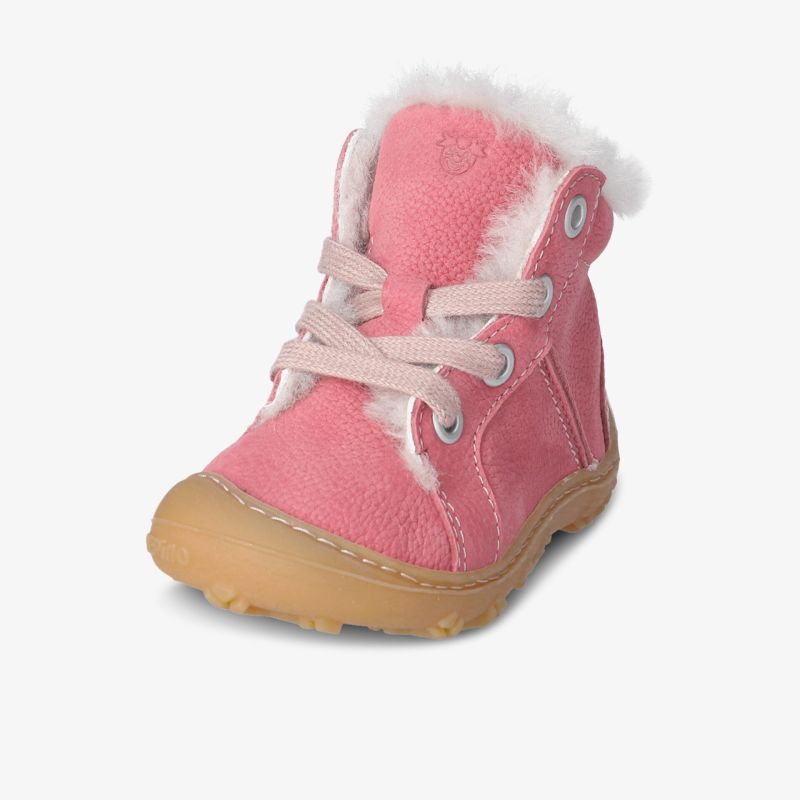Warmer rosa Winterstiefel mit flauschigem Futter und rutschfester Sohle, perfekt für kalte Tage.