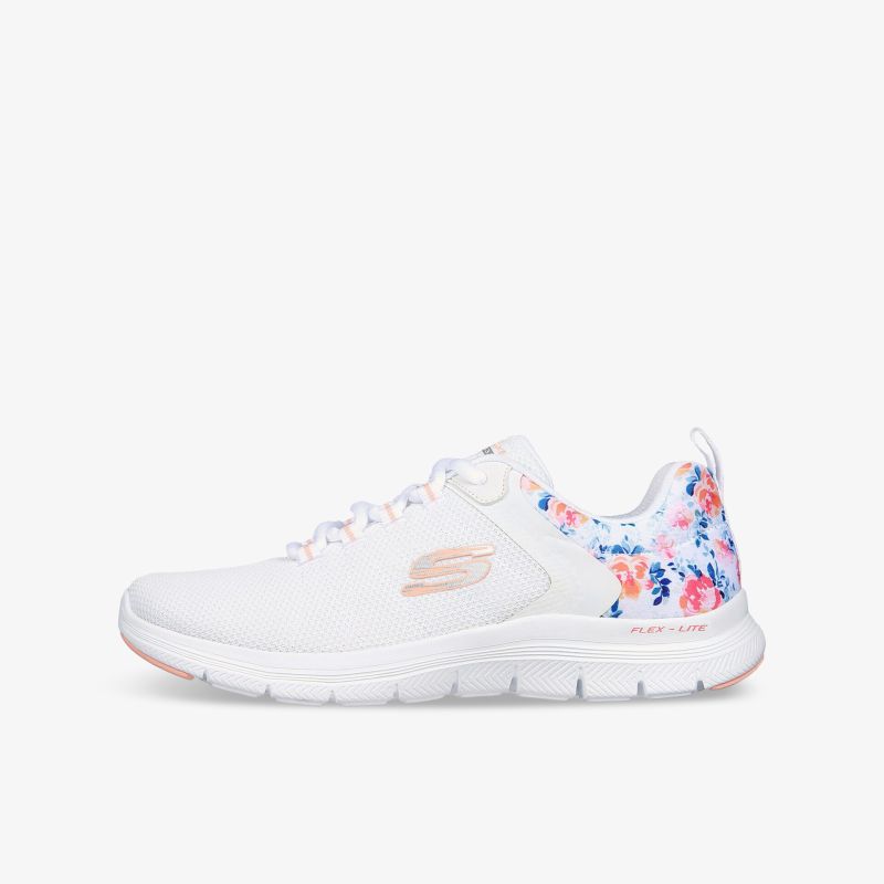 Weißer Sneaker mit floralen Akzenten, stylisch und bequem für den Alltag geeignet.