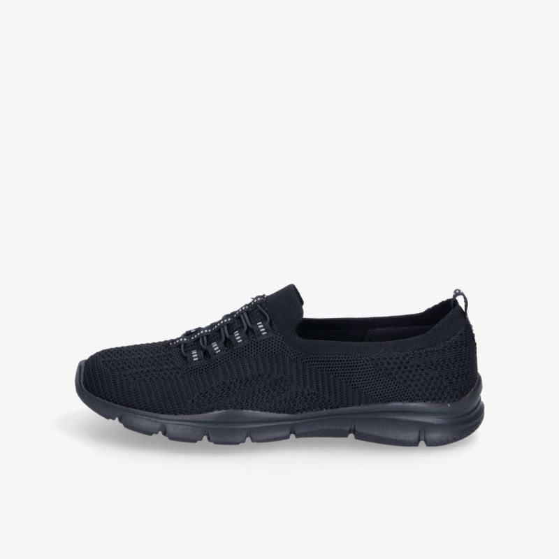 Leichter schwarzer Sneaker mit flexibler Sohle und atmungsaktivem Material für hohen Tragekomfort