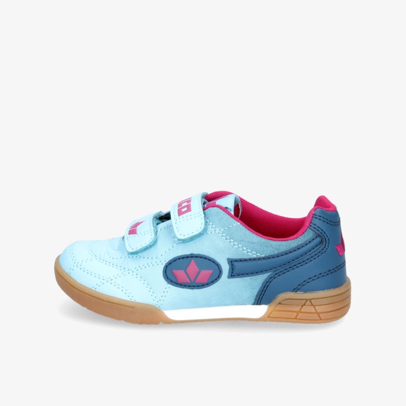 Leichter, atmungsaktiver Sneaker mit Klettverschluss und rutschfester Sohle in Blau und Pink.