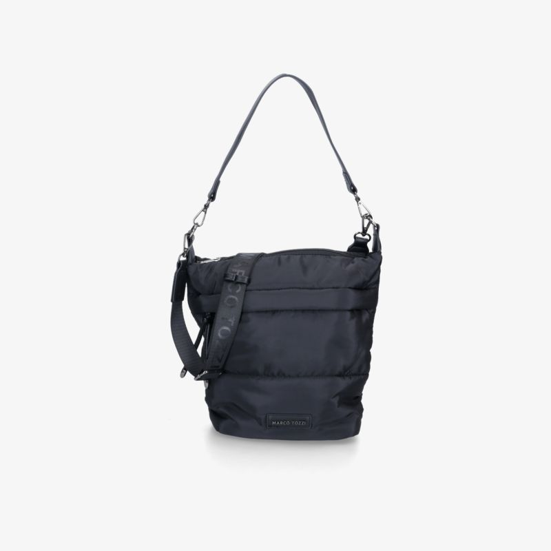 Schwarze Umhängetasche mit verstellbarem Schulterriemen und funktionalem, modernem Design, robust und vielseitig einsetzbar