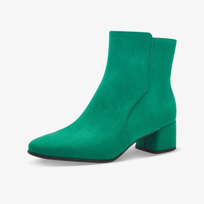 Grüner Ankle Boot mit elegantem Blockabsatz und spitz zulaufender Form für modischen Komfort
