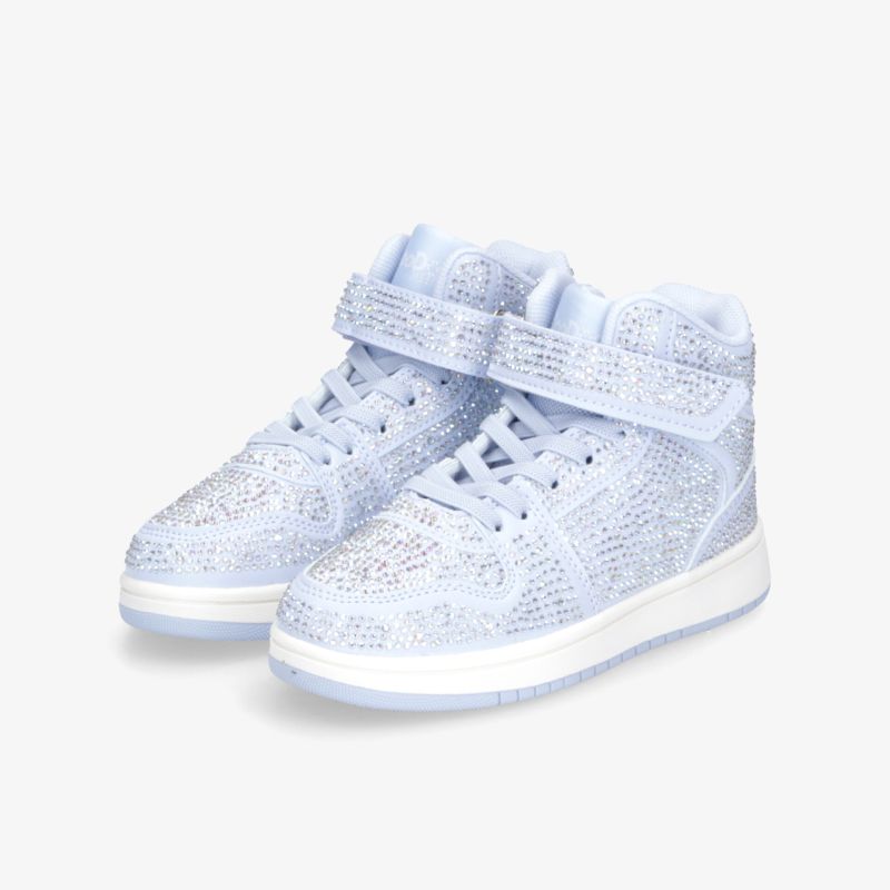 Moderne weiße High-Top Sneaker mit praktischem Klettverschluss und langlebiger, leichter Sohle für optimalen Tragekomfort