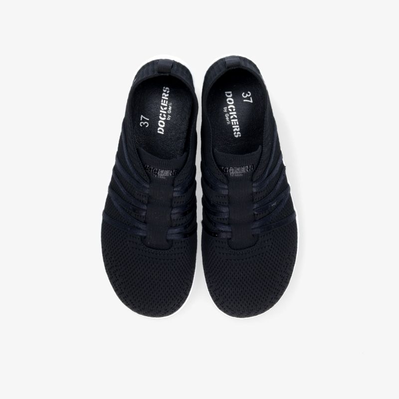 Elegante schwarze Sneakers mit bequemer Passform und rutschfester Sohle, ideal für Alltag und Freizeit.