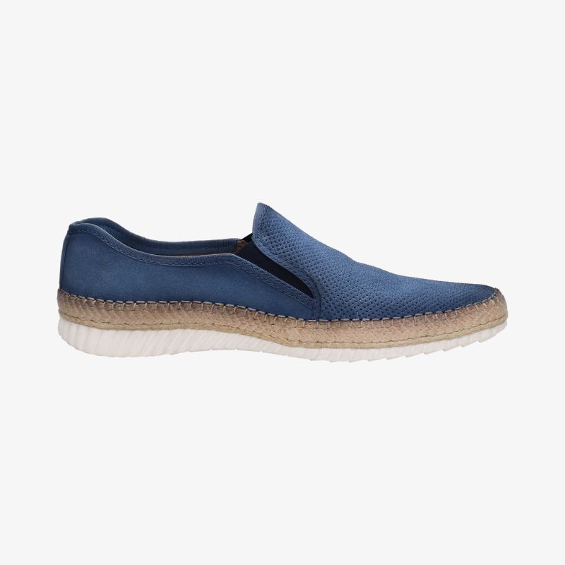 Eleganter blauer Loafer mit bequemer Passform und rutschfester Sohle, perfekt für den Sommer.