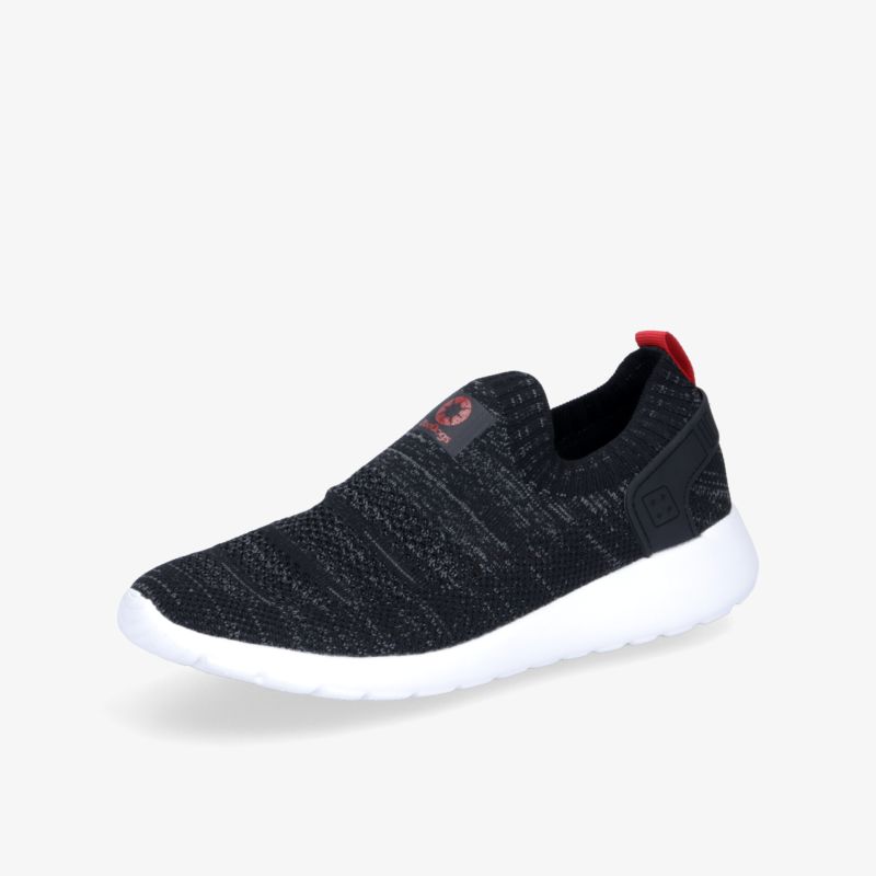 Schwarzer sportlicher Schuh mit weißer Sohle, leichter und flexibler Sneaker für hohen Tragekomfort
