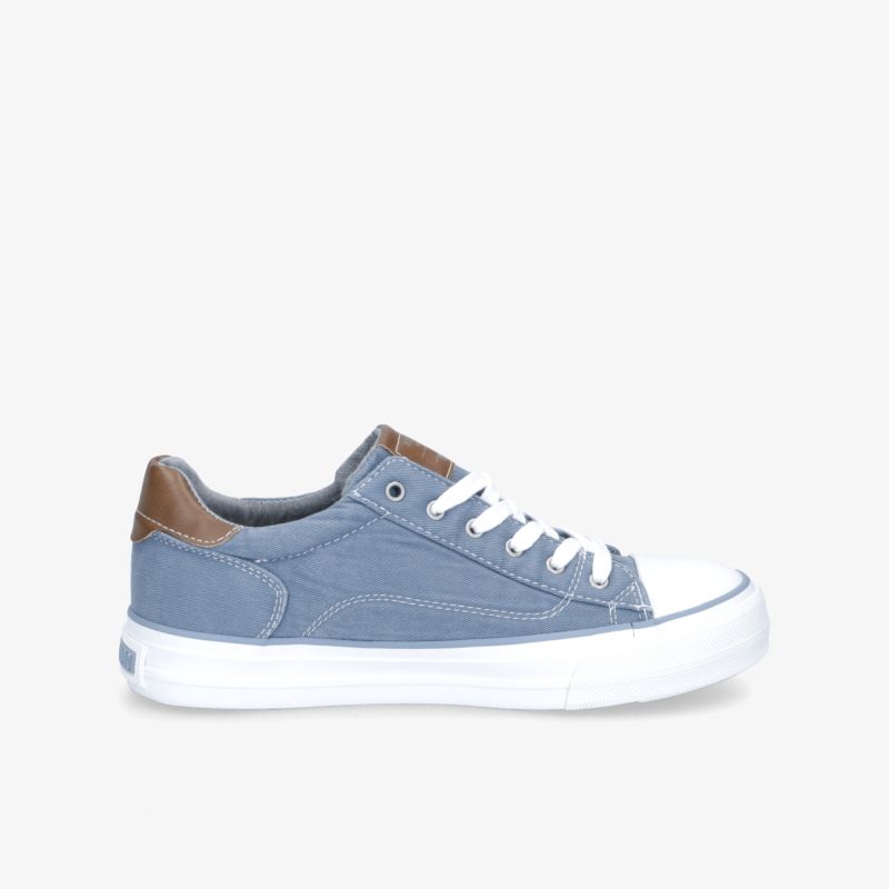 Blaue Freizeitsneaker mit schnittigem Design und kontrastierenden Details für ultimativen Tragekomfort.