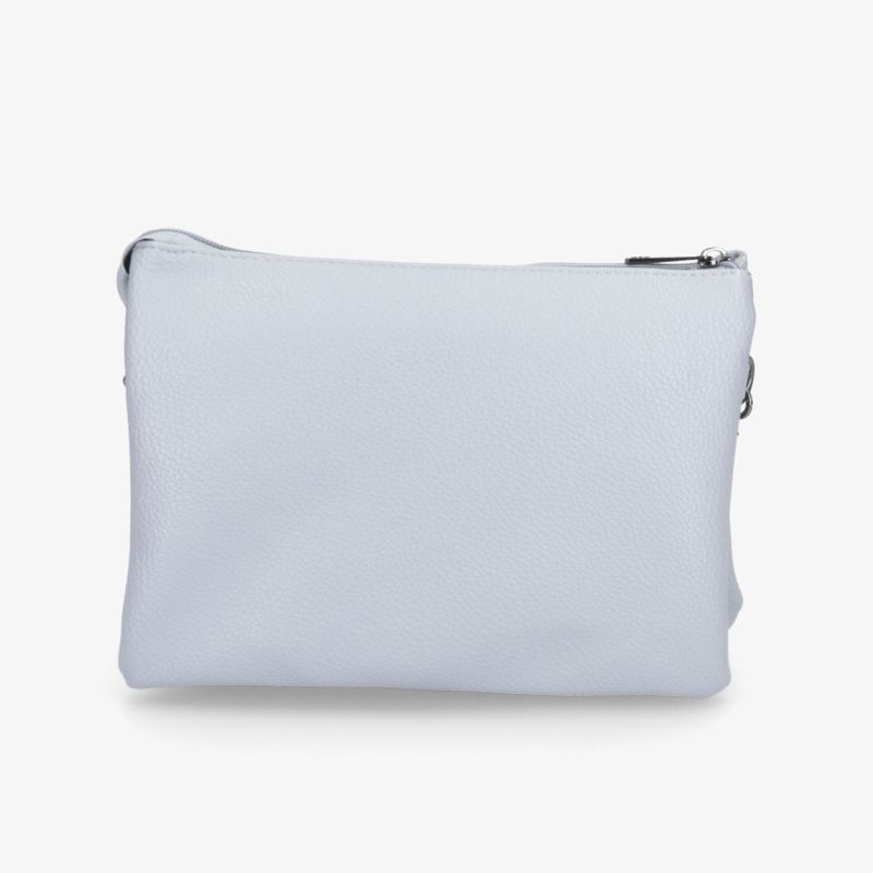 Weiße kompakte Tasche mit glattem Material und praktischem Reißverschluss, moderne minimalistische Optik