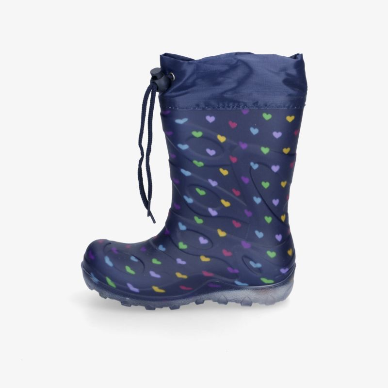 Wasserdichter Gummistiefel mit buntem Herz-Muster, verstellbarem Bund und rutschfester Sohle für sicheren Halt