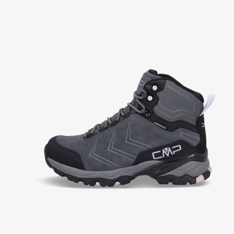 Grauer Wanderstiefel mit stabiler Sohle, ideal für Outdoor-Abenteuer und anspruchsvolles Gelände.