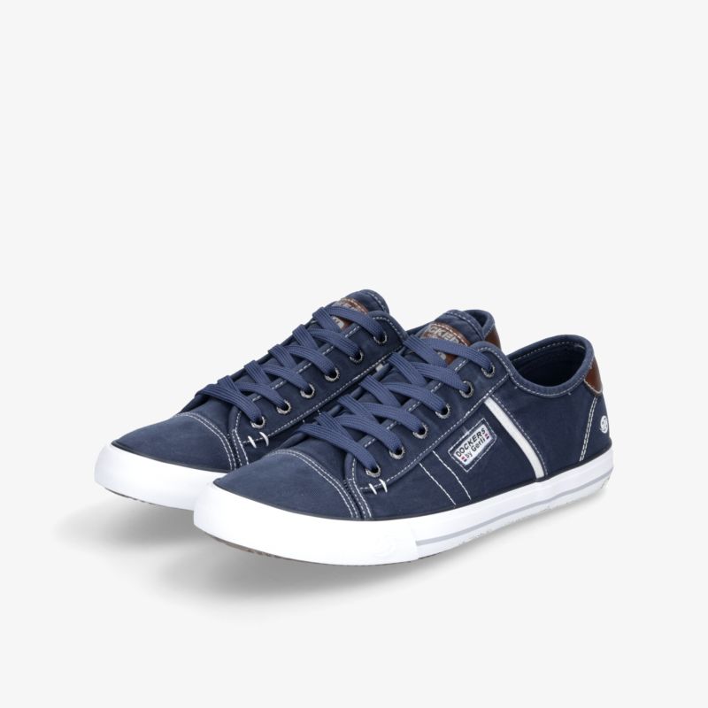 Bequeme blaue Sneakers im Paar, leichtes Material, modisches Design, strapazierfähig und schnürbar