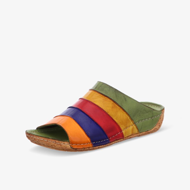 Bunte Sandale aus Leder mit rutschfester Sohle für individuellen, bequemen Stil.