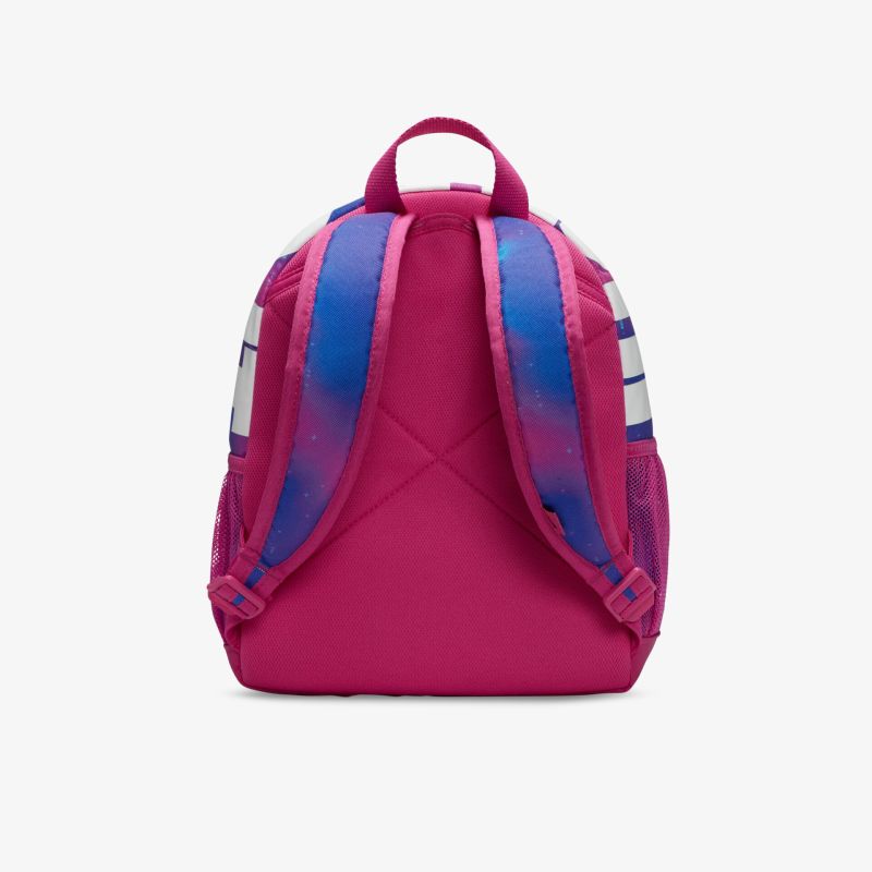 Stilvoller pink-blauer Rucksack mit verstellbaren Trägern für komfortablen Sitz und praktischer Größe.