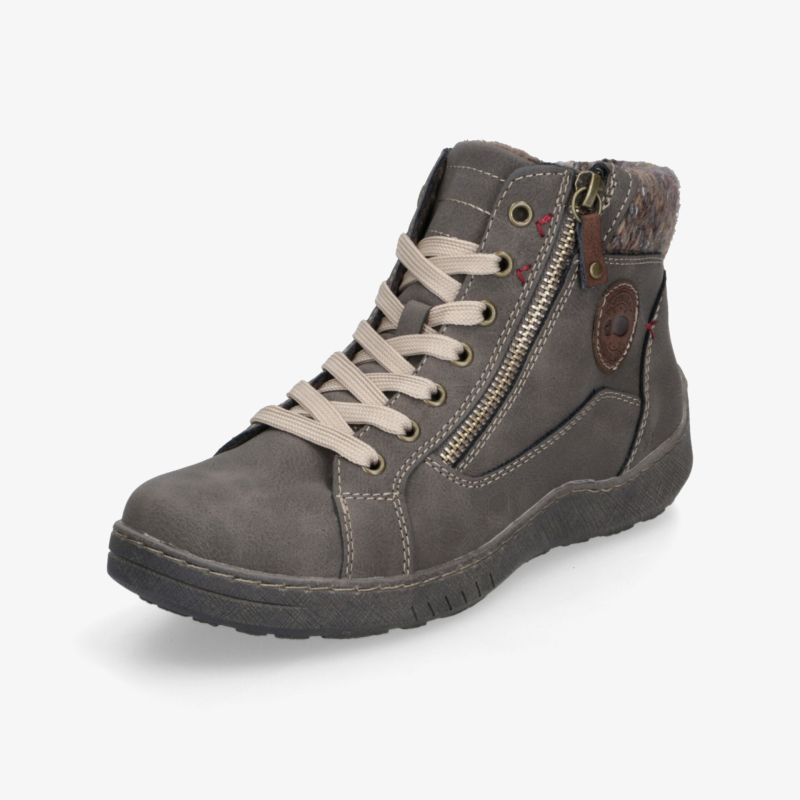 Grauer bequemer Sneaker mit hohem Schaft und praktischem Reißverschluss für einfache Handhabung