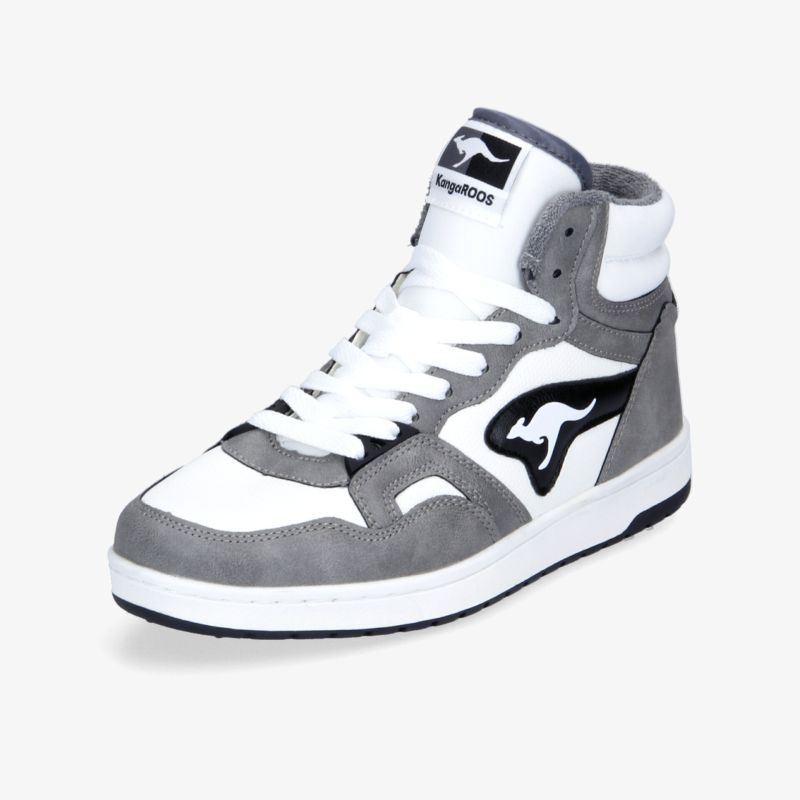 Moderner High-Top Sneaker in Weiß und Grau mit sportlichem Design, ideal für komfortablen Alltagslook.