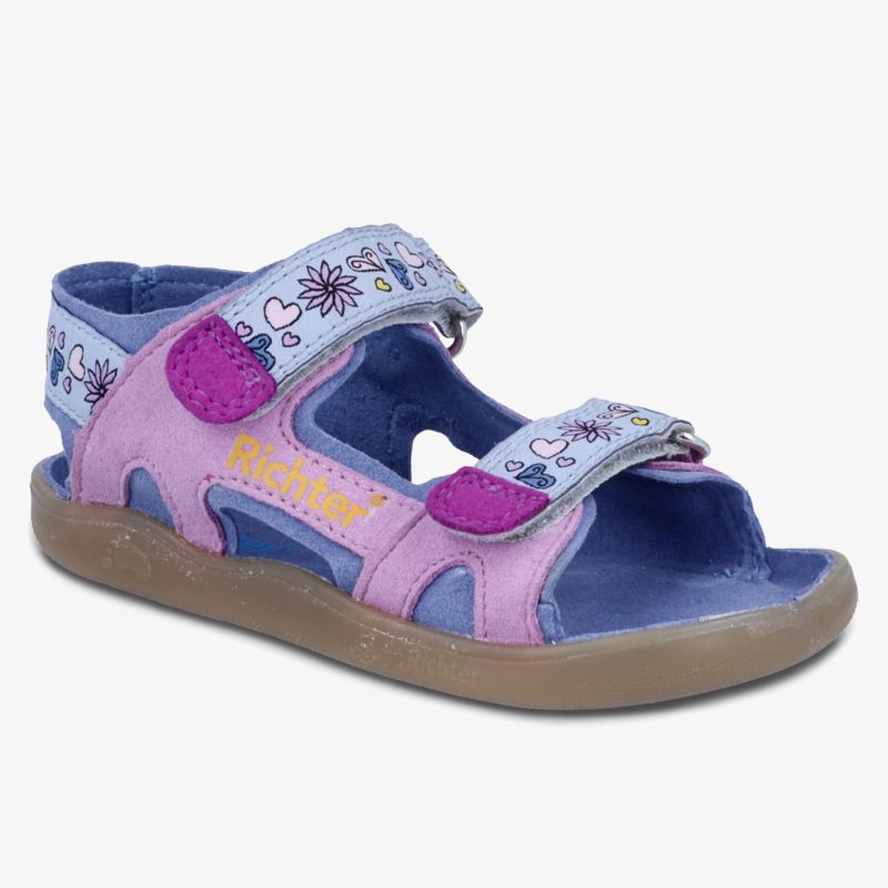 
        Farbenfrohe Sandalen mit Klettverschluss und flexibler, rutschfester Sohle. Bequem für jeden Anlass.
    