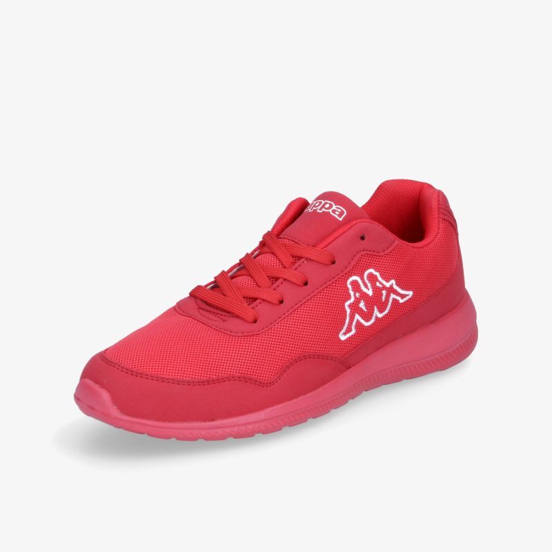 Leichter roter Sneaker mit gepolsterter Innensohle und auffälligem Markenlogo für vielseitigen Tragekomfort.