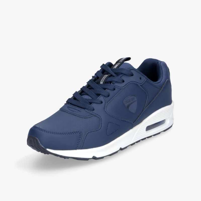 Moderner blauer Sportschuh mit weißer Sohle, komfortabel, leicht und robust für vielseitigen Einsatz