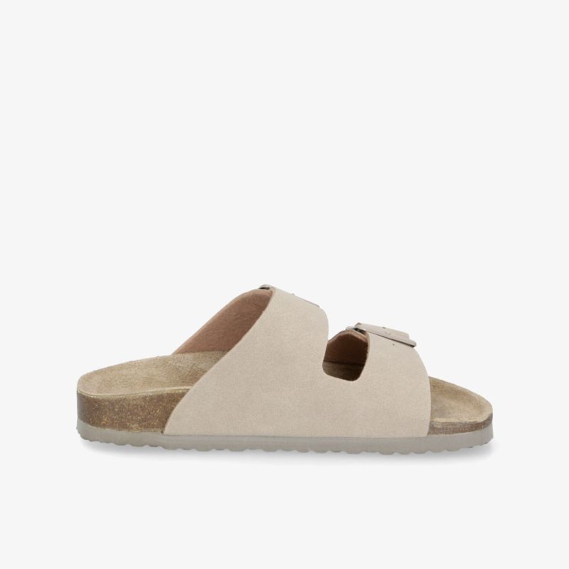 Bequeme beige Sandale mit verstellbarem Riemen und weicher, rutschfester Sohle für Alltag und Freizeit