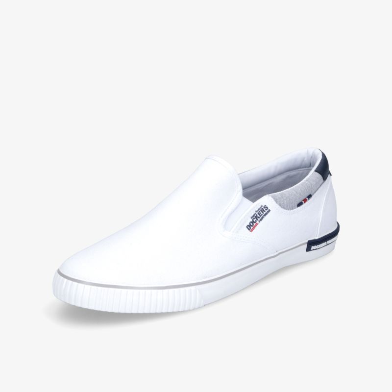Eleganter weißer Slip-On-Schuh mit strapazierfähiger Sohle und stilvollem Design für jeden Anlass.