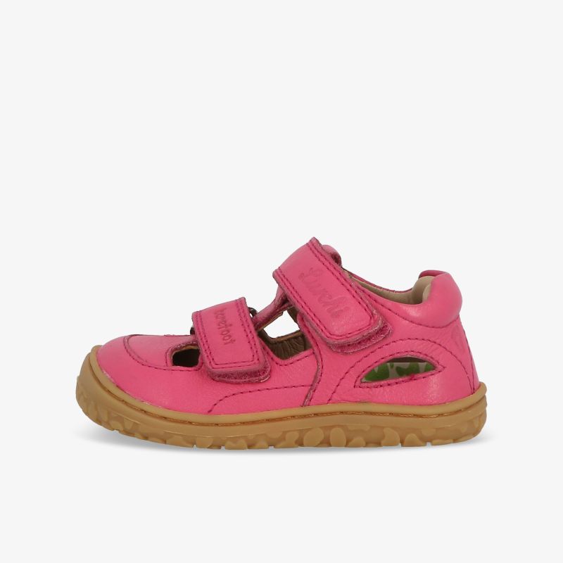 Rosa Kindersandale mit verstellbaren Klettverschlüssen und robuster rutschfester Gummisohle für hohen Tragekomfort