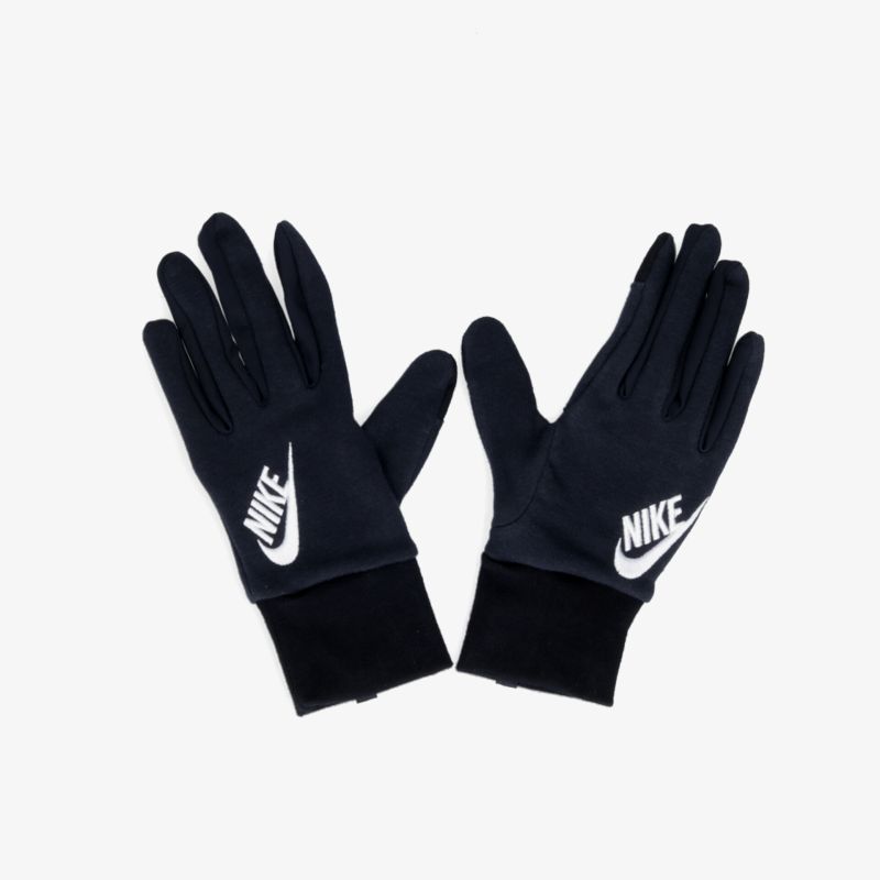 Stylische schwarze Thermohandschuhe mit Logodruck, ideal für kalte Temperaturen und sportliche Aktivitäten.