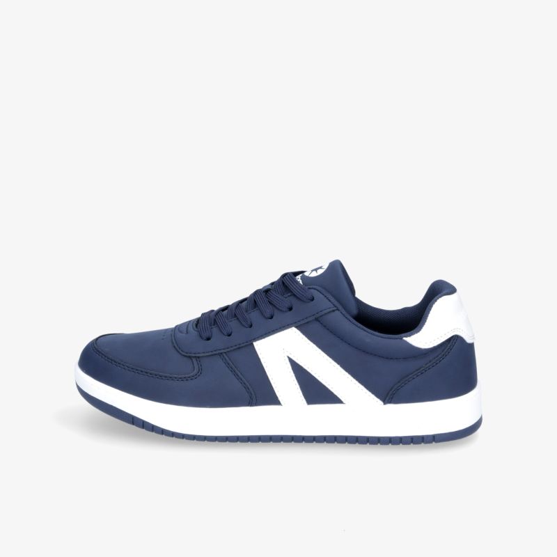 Eleganter blauer Sneaker mit weißem Akzent für vielseitige und sportliche Anlässe.