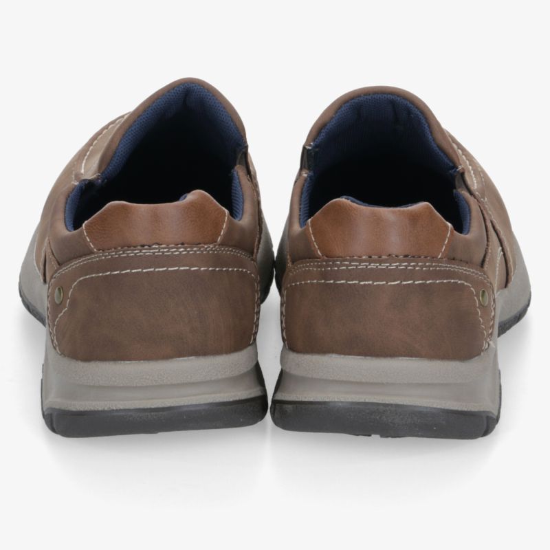 Robustes Paar Schuhe in braun mit komfortablem Futter und langlebiger rutschfester Sohle, Rückansicht