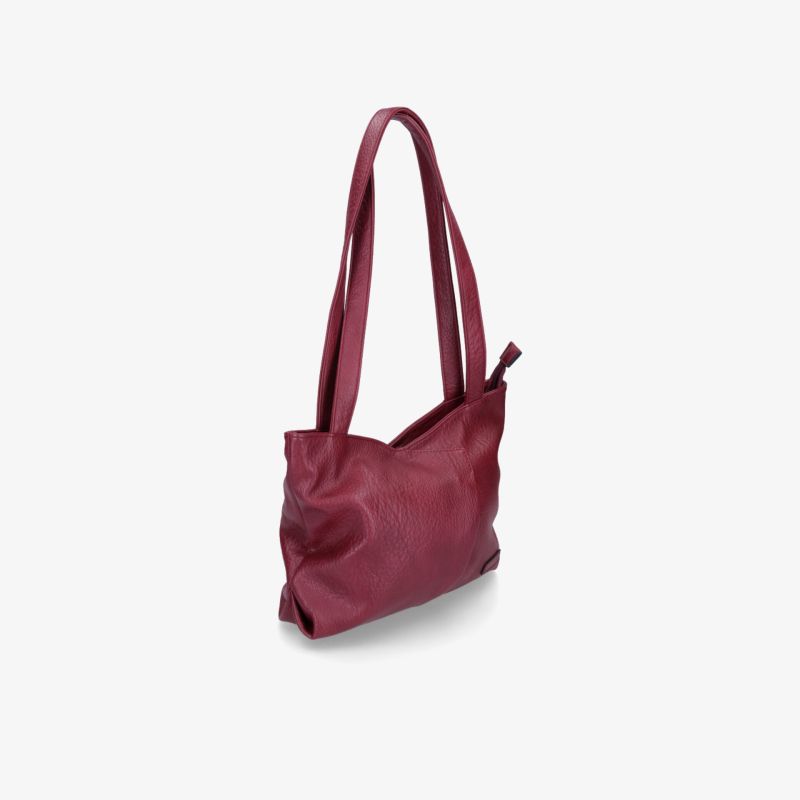 Elegante rote Schultertasche aus weichem Material mit langen Henkeln und praktischem Verschluss