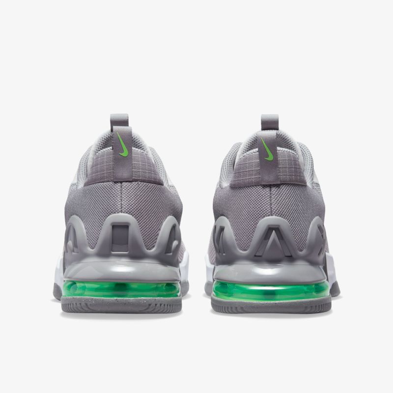 Moderner grauer Sneaker mit grüner Stoßdämpfung und komfortablem Design für optimalen Tragekomfort