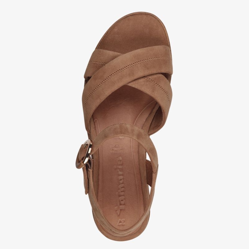 Braune Sandale mit verstellbarem Riemen, bequem und leicht, offene elegante Sommerschuh-Design