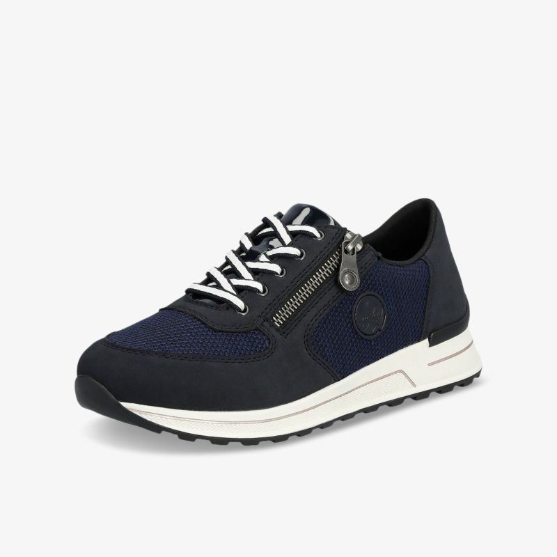 Sportlicher Sneaker in Blau und Schwarz mit Reißverschluss, rutschfester Sohle und modernem Design, bequem und leicht